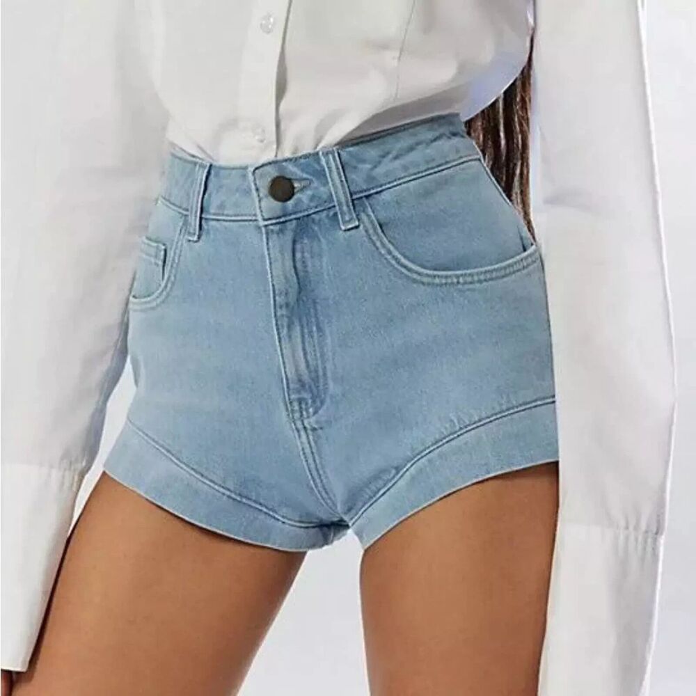 Silence + Noise Urban Outfitters Women 27 High-Waist Curved Hem Micro Shorts NEW